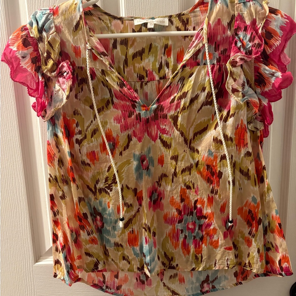House of Harlow 1960 Multicolor Blouse with Pink and Orange Accents